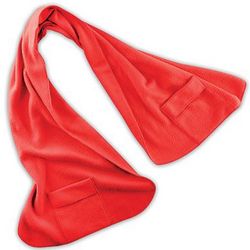 Red Fleece Shawl with Pockets