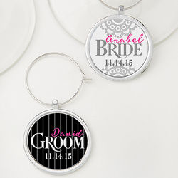 Personalized Bride and Groom Wine Charms