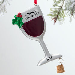 Personalized Holiday Wine Christmas Ornament