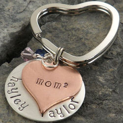 Copper Heart Personalized Hand Stamped Keychain