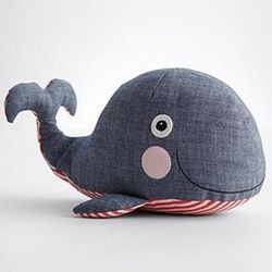 Whale Plush Toy with Patched Pocket