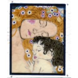 Klimt's Mother and Child Stained Glass Panel