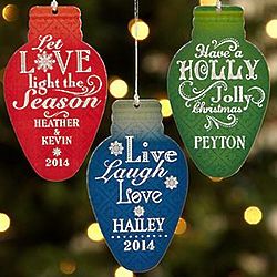 Personalized Merry and Bright Light Bulb Ornament