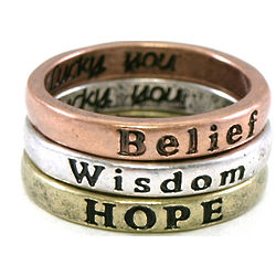 Hope, Wisdom, Belief Inspirational Rings
