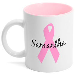 Elegant Personalied Pink Ribbon Breast Cancer Mug