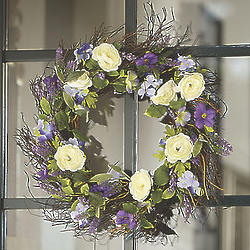 Rananculus Floral Yellow and Purple Wreath