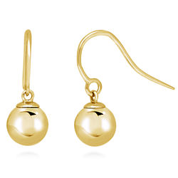 Gold-Plated Ball Bead Fish Hook Dangle Earrings