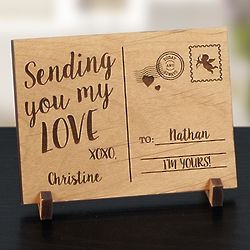 Personalized Sending You My Love Wooden Postcard Plaque
