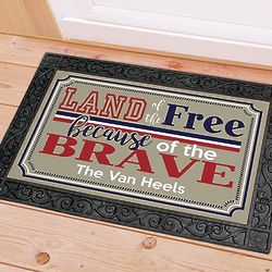 Personalized Land of the Free Door Mat
