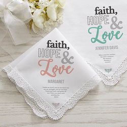 Personalized Faith Hope Love Prayer Handkerchief