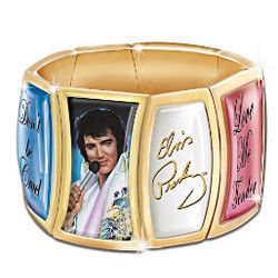Elvis Presley Heartbreaker Flex 24K Gold-Plated Charm Bracelet