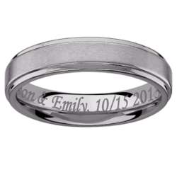 Stainless Steel Satin Engraved Men's Band