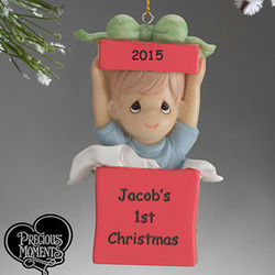 Precious Moments Personalized Baby Boy Christmas Ornament
