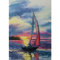 Sunset Sail Door County Giclee Art Print