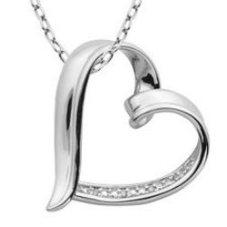 Single Cut Diamond Heart Pendant in Sterling Silver