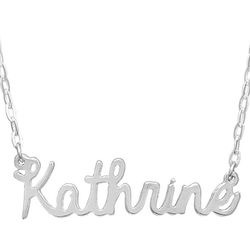 Personalized 1-Inch Wide Sterling Silver Cursive Name Necklace