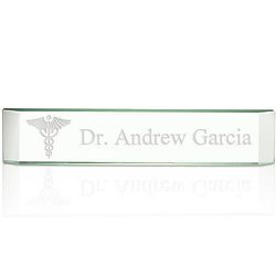 Personalized Doctor's Desk Name Plate with Caduceus