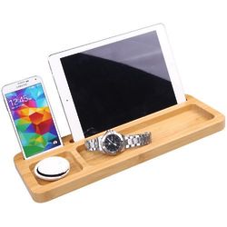 Bamboo Desk Organizer and Cell Phone Tablet Stand