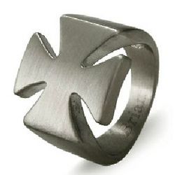 Men's Stainless Steel Iron Cross Ring