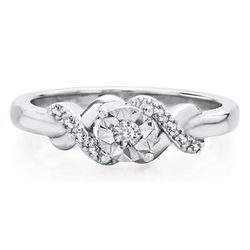 9 Round Single Cut Diamond Promise Ring in Sterling Silver