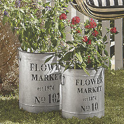 Set of 2 Market Flower Buckets