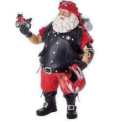 Wild & Free Motorcycle Santa Figurine