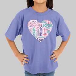 Child's Personalized Heart Word-Art T-Shirt