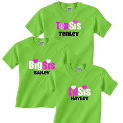 Top Sis, Big Sis, or Little Sis Lime Green T-Shirt