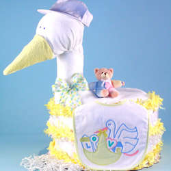 Yellow Stork Delivers Baby Diaper Cake