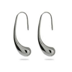 Designer Style Elongated Sterling Silver Teardrop Earrings