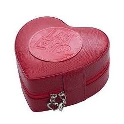 Red Leather Heart Jewelry Case
