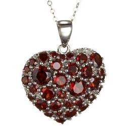 Garnet Heart Necklace in Sterling Silver