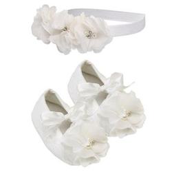 Baby's Baptism Shoes and Headband in Ivory
