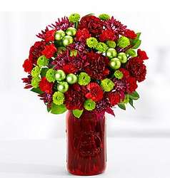Holiday Treasures Bouquet with Red Mason Jar & Chocolates