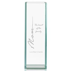 Mom's Personalized Heart of the Family Tall Glass Vase