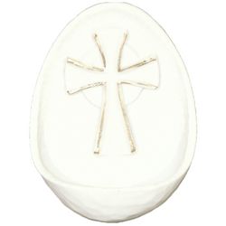White Alabaster with Gold Accents Crucifixion Font