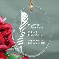 In Loving Memory Engraved Military Glass Ornament