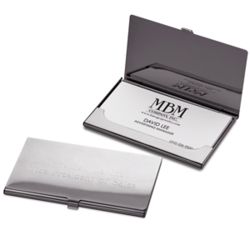 Silvertone Polished Business Card Case
