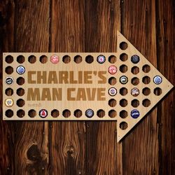 This Way to the Man Cave Beer Cap Map