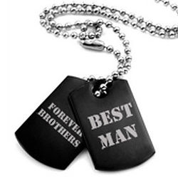 Best Man & Friends Forever Black Dog Tag Necklace