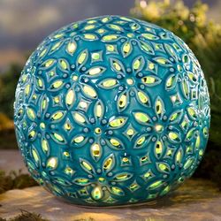 Lighted Ceramic Flower Globe Decoration