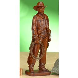 Faux Wood Cowboy Figurine