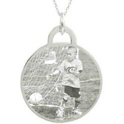 Sterling Silver Round Tag Photo Pendant
