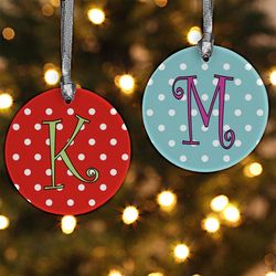 Personalized Polka Dots Christmas Ornament
