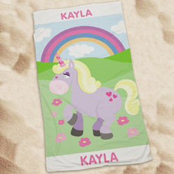 Personalized Unicorn Beach Towel