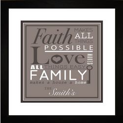 Faith, Love, Family Personalized Framed Art Print