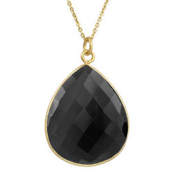 Gold Vermeil Pearcut Genuine Black Onyx Pendant