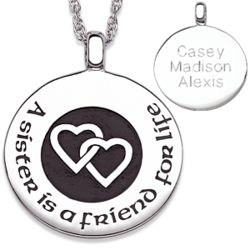 Sterling Silver A Sister is a Friend Engraved Necklace