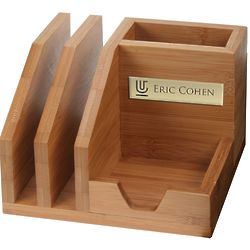 Personalized Bamboo Desk Organizer with Pencil Cup