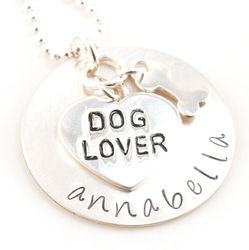 Dog Lover's Personalized Hand Stamped Heart Necklace